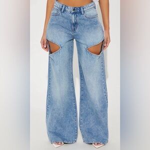 Baggy women’s cut out jeans